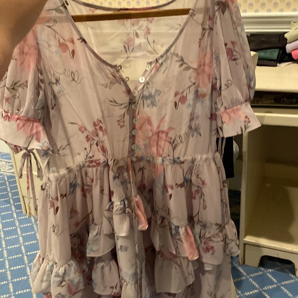 Pink flower tularosa dress - Picture 2 of 3